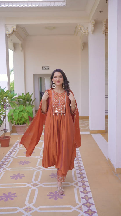 Real Mirror Hand Work kurti set