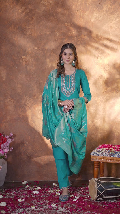 Effortless grace in our Straight Kurti Pant Dupatta set