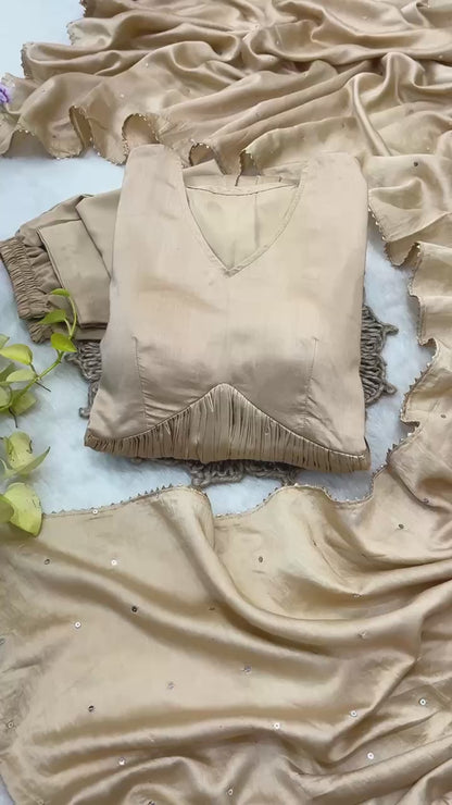 Chanderi Cotton  Gown With Dupatta , bottom