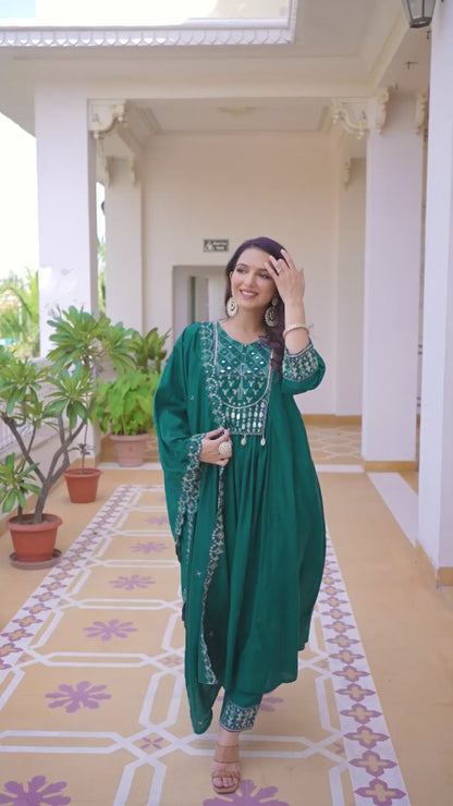 Real Mirror Hand Work kurti set