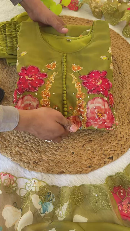 Presenting New Party Wear Look olive green gown