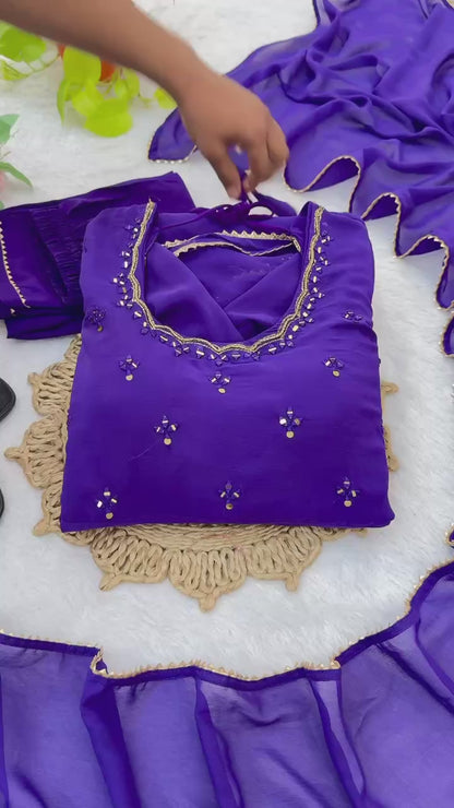 New purple Party Wear Look Georgette Gown