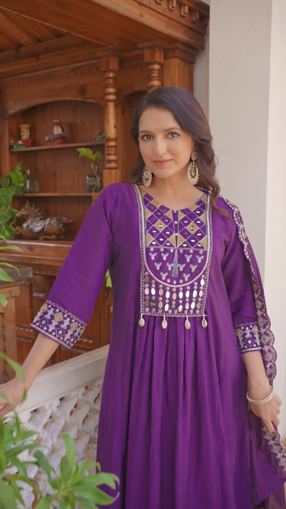 Real Mirror Hand Work kurti set