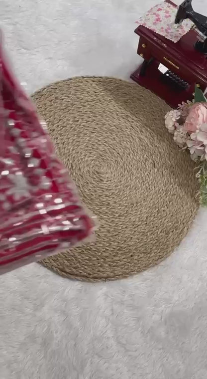 Red Tibby Silk Designer Saree with Pearl Work