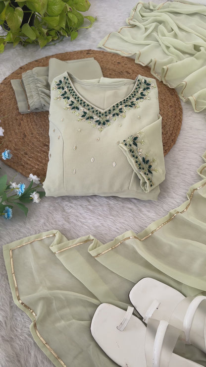 off white Anarkali with hand work