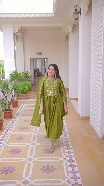 Real Mirror Hand Work kurti set